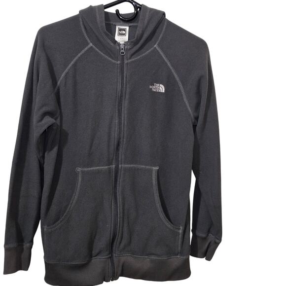 Youth XL or Womens Medium The North Face Fleece Full Zip Hoodie Charcoal - Picture 1 of 7